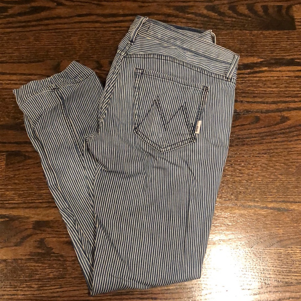 MOTHER Stripe lace up ankle pants